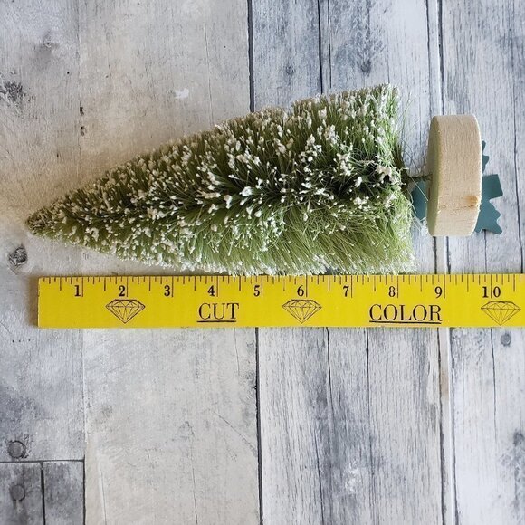 Bottle Brush Trees (Set of 3) Light Green and White Glitter/Frost - Picture 3 of 3